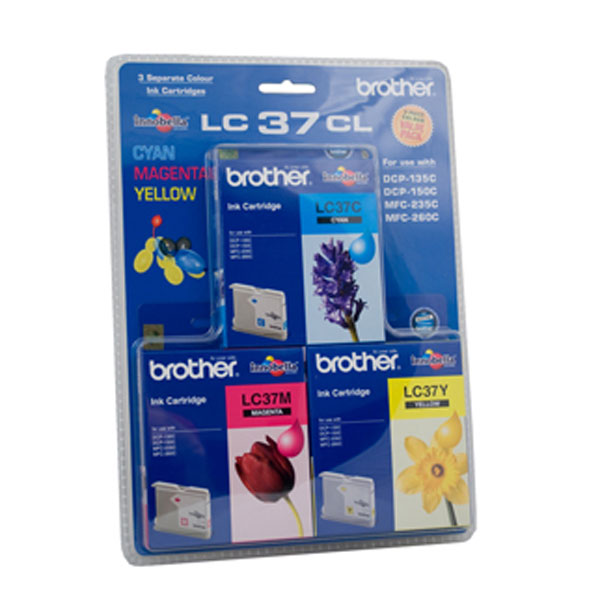 Brother OEM LC-37 Cyan/Mag/Yellow Pack - Click to enlarge