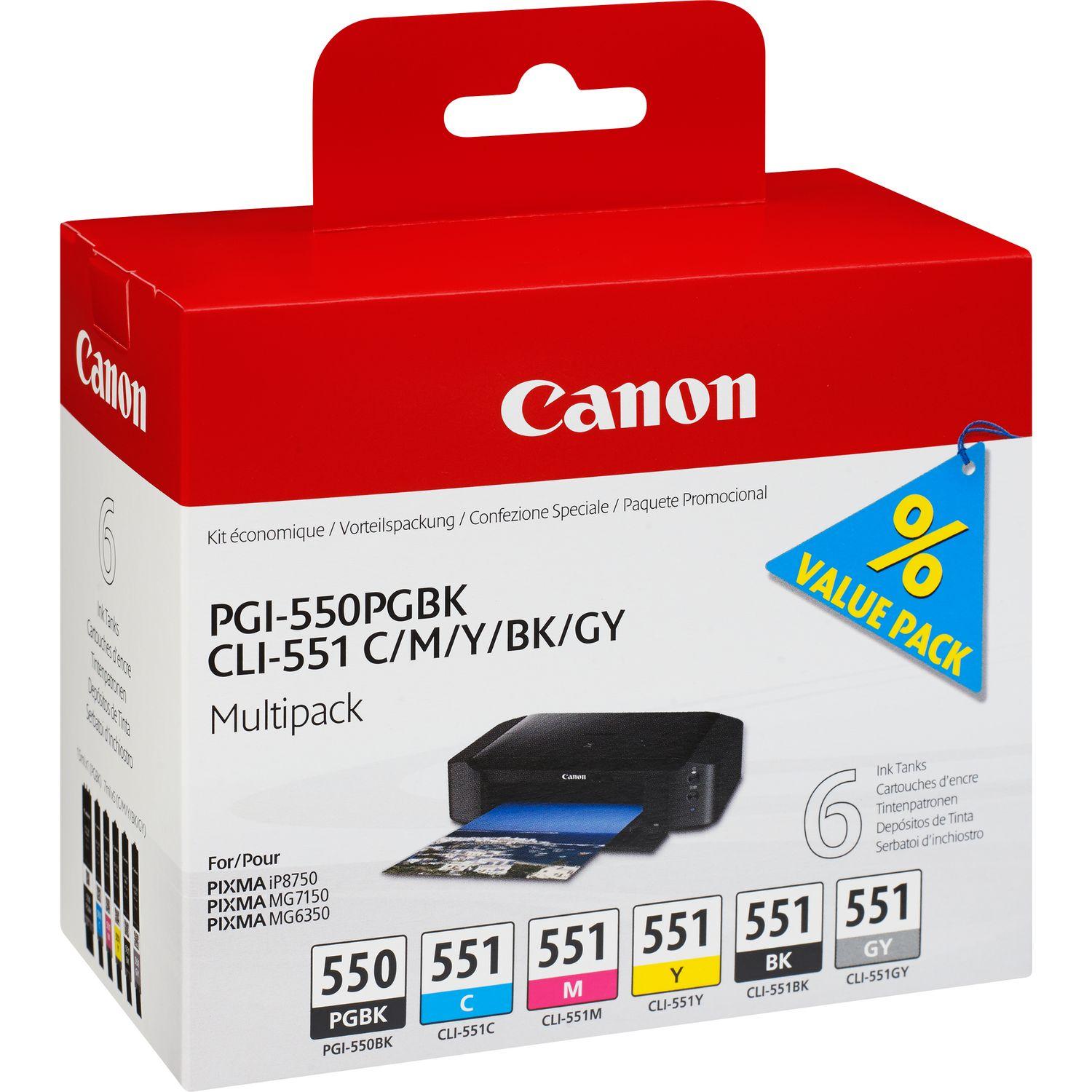 Canon OEM PGI-550 CLI-551 6 Value Pack - Click to enlarge